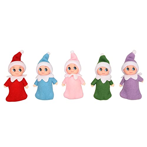Cetornie 5 piezas de Navidad diminutas muñecas elfos accesorios de elfo bebé peluche muñeca adorno de mesa