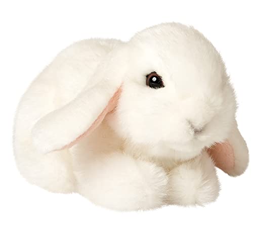 Uni-Toys - Conejo de Aries Blanco, Tumbado - 18 cm (Longitud) - Conejo, Animal del Bosque - Peluche