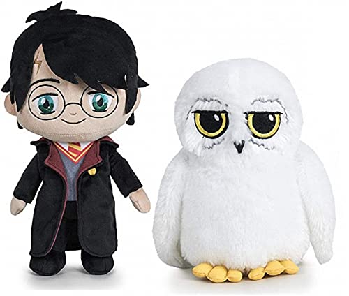 Pack 2 Peluches Harry Potter: Harry Potter (20cm) + Lechuza Hedwig (15cm)