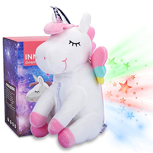 INNObeta Peluche Proyector Estrellas Unicornio luz Nocturna para niños, Unicornio Regalo Juguete para niña Fiesta cumpleaños Cornie