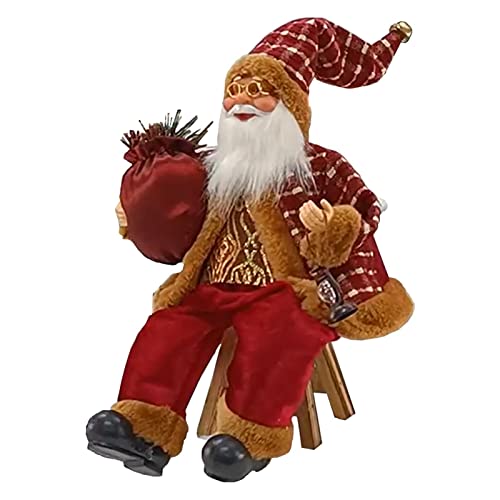 Richolyn Papá Noel Sentado - Adornos naviños Papá Noel Peluche 13,8 Pulgadas | Figuritas naviñas Mesa Chimenea Decoración Decoración del hogar