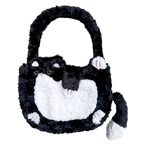 HUIJUFU Bolso bandolera realista con forma de gato y esmoquin para mujer (negro y blanco)