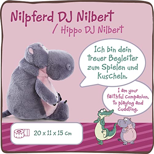 NICI Suave Juguete del Hipopótamo DJ Nilbert 20cm – Hipopótamos de Peluche Sostenible para Niñas, Niños y Bebés – Animal de Relleno de Hipopótamo Esponjoso para Abrazar y Jugar – De Wild Friends