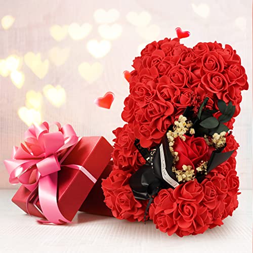Oso de peluche de rosas, con ramo de rosas, regalo de San Valentín, para mujer/mamá/novia/niña, para cumpleaños