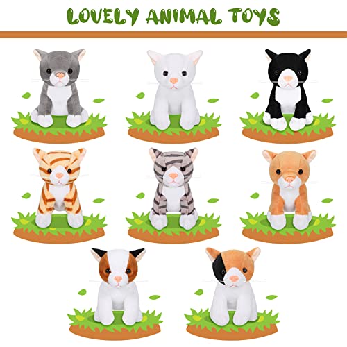 8 Juguetes de Peluche para Mascotas Animales de Peluche Surtido Pequeño de 5 Pulgadas Figuras de Peluche de Animal Muñeca de Felpa Linda para Niños Decoración (Gato)