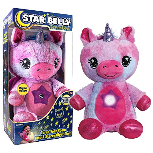 Star Belly Dream Lites Peluche Unicornio Que proyecta un Cielo de Estrellas de Colores en la habitación.