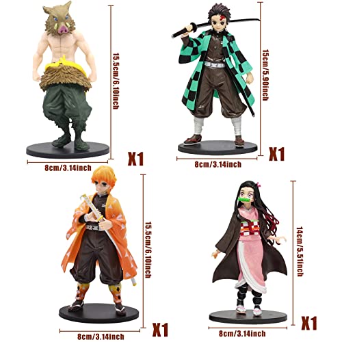 4 Piezas Modelos de Personajes de Anime,Figuras de Anime,Juego de Mini Figuras de Anime,Modelos de Anime,Mini Figuras de Juguete,Figuras de Dibujos Animados con Base para Regalo de Cumpleaños